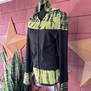 Y2K Liberation Snap Front Tye Die Rear Butterfly Hoodie Long Sleeve Shirt Size L